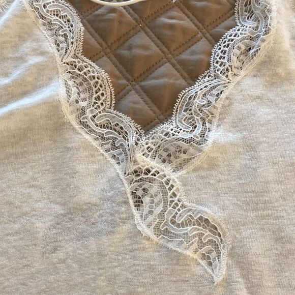 Sandro Paris Linen Long Sleeve Top with Lace Detail. Off White. Size 3 (L). - Picture 7 of 12